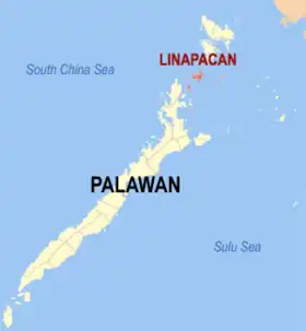 Localisation de Linapacan dans la province de Palawan aux Philippines.