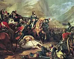 Tableau de Félix Philippoteaux peint en 1844, illustrant Bonaparte à la bataille de Rivoli