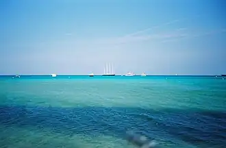 Le Phocéa au large de Pampelonne vers Saint-Tropez.