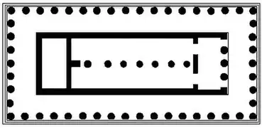 Plan du temple à colonnade axiale