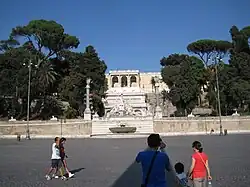 Fontaine de la déesse Rome, et jardins de la Villa Borghèse du Pincio