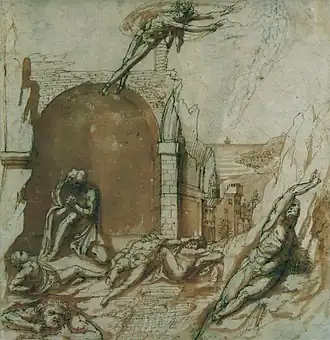 Le Comte Ugolin et ses enfants en prison, visités par la Faim, Pierino da Vinci, XVIe&nbsp;siècle.