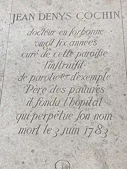 Pierre tombale de Jean-Denis Cochin.