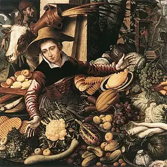 La vendeuse de légumes, tableau de Pieter Aertsen, 1567.
