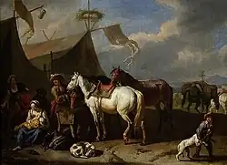 Scène de camp avec une femme allaitant un bébé, années 1690, Musée national de Varsovie.