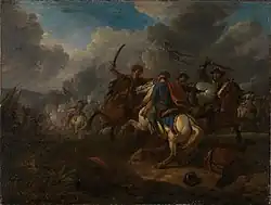 Combat entre cavaliers, 1709, Galerie National d'Oslo.