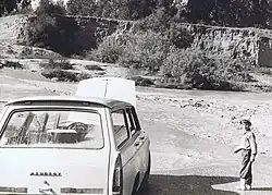 Le pont de Réïm inondé sur la rivière Bésor (entre 1970 et 1975).