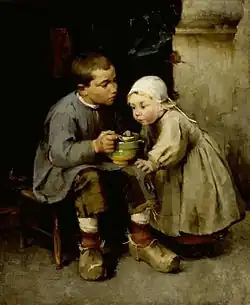 Garçon nourrissant sa petite sœur, 1883, Helsinki, Galerie nationale de Finlande.