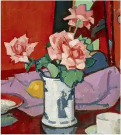 Roses, vase chinois (Samuel Peploe, vers 1916).