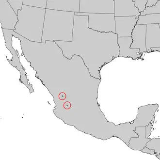 Description de l'image Pinus maximartinezii range map 1.png.