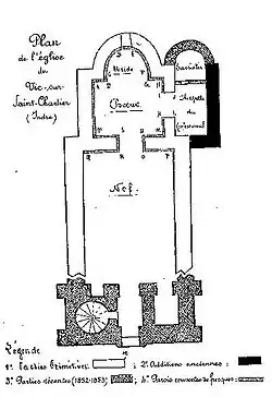 Plan de l'église, d'après Émile Jacob (1931), en 2011.