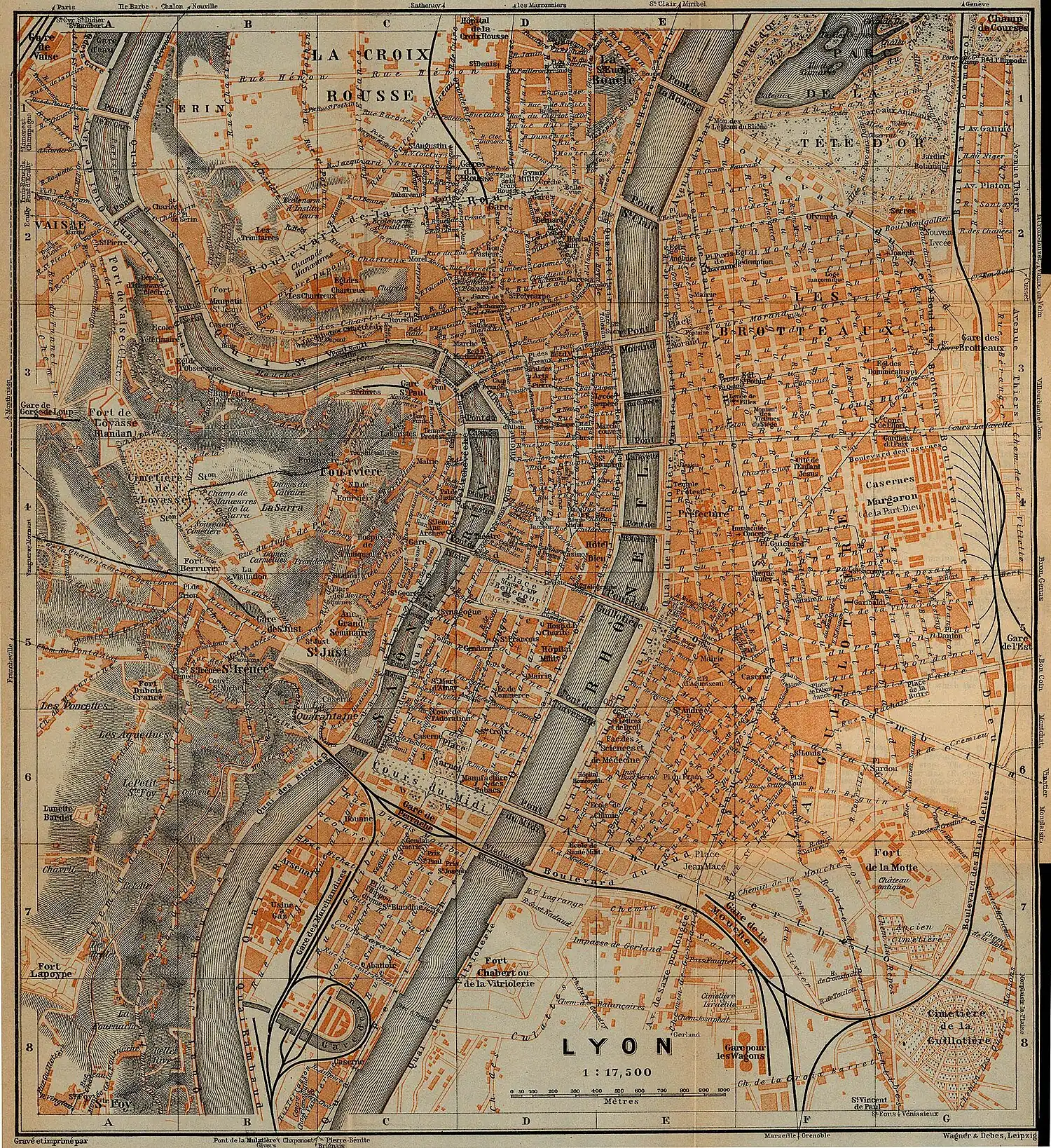 Plan ancien en couleur.