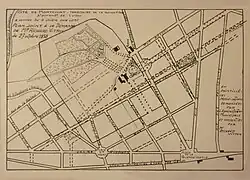 Plan de lotissement d’un quartier d’une ville.