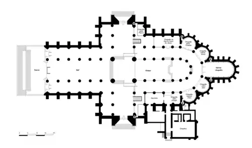 Plan en noir et blanc de l'implantation au sol.