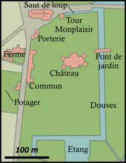 Plan montrant le château et ses dépendances.