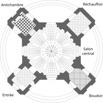 Plan actuel du Pavillon français comprenant les dallages.