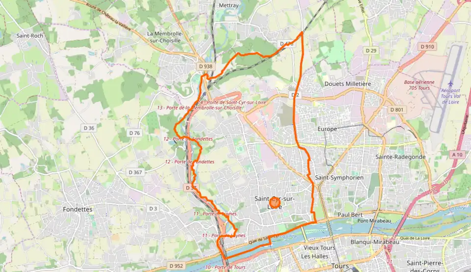 Carte représentant les limites territoriales d'une commune.