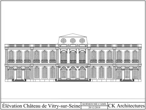 Plan d'élevation du Château de Vitry-sur-Seine par Kermoume Camil.