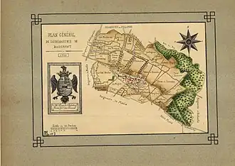 Plan de Bazemont de 1788 dessiné par Louis Pierre Parat de Chalandray et recopié par Anjoran en 1899.