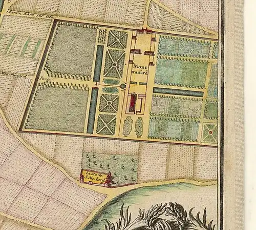 Plan aquarellé du domaine de Montmusard. (1730)