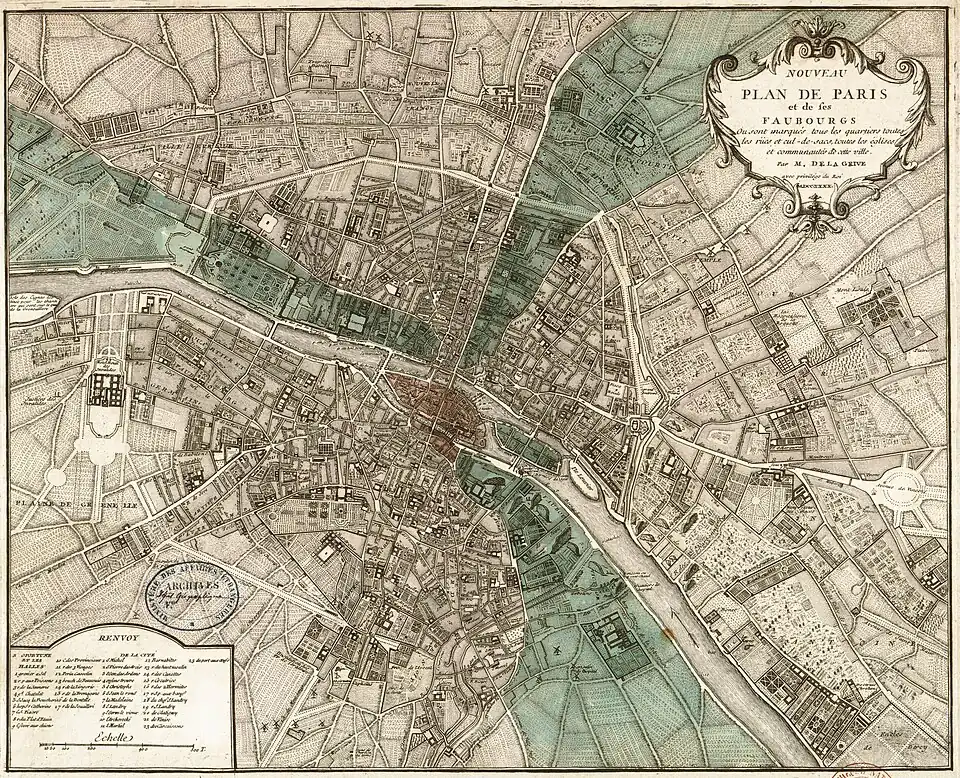 Carte de Paris en 1740 par l'abbé Delagrive