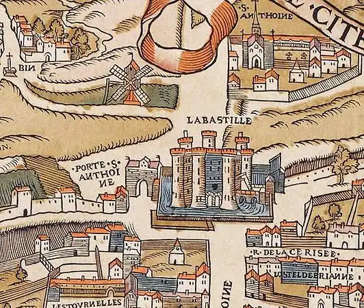 La Bastille sur le plan de Truschet et Hoyau (vers 1550).
