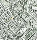 Extrait du plan de Vassalieu de 1609 avec la rue de l'Autruche passant devant le Louvre.
