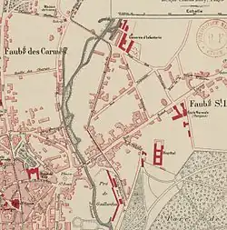 Plan de la section melunaise du tramway de Verneuil en 1904.
