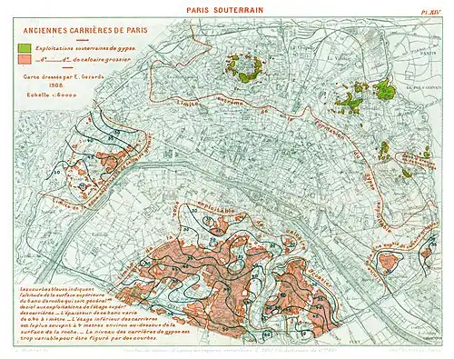 Carte des anciennes carrières de Paris