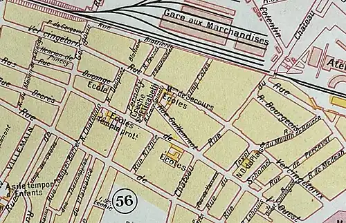 Rue Vercingétorix et ses abords, plan de Paris Atlas Larousse (1900).