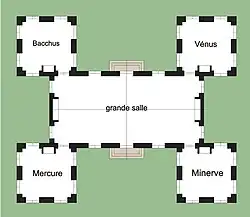 Proposition de restitution du plan du château-neuf de Princé, vers 1630.