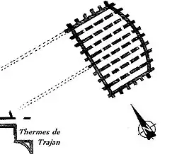 Plan des Sette Sale, d'après un plan des thermes, par Piranèse, 1756.