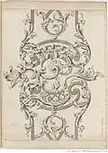 Planche 22 du Recueil, description détaillée du milieu d'un balcon dont le dessin est en grand