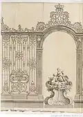 Planche 4 du Recueil, Description détaillée des deux grandes grilles de fer posées aux angles de la Place Royale (actuelle place Stanislas)