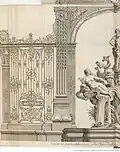 Planche 5 du Recueil, Description détaillée des deux grandes grilles de fer posées aux angles de la Place Royale (actuelle place Stanislas)