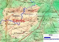 La région culturelle du Savès, entre Gers et Haute-Garonne.