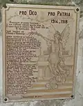 Plaque sur le monument aux morts.
