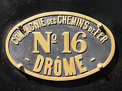 Plaque de la locomotive no&nbsp;16.