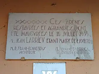 Plaque inaugurale du 16 juillet 1933.