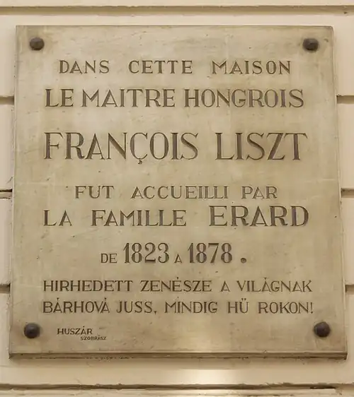 Plaque Franz Liszt 13 rue du Mail