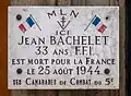 Plaque au no&nbsp;79 commémorant la mort du FFI Jean Bachelet en 1944.