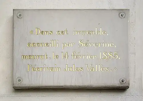 no&nbsp;77 du boulevard Saint-Michel (Paris) où est mort Jules Vallès.