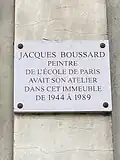 Plaque commémorative Jacques Boussard.