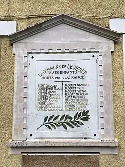 La commune de Le Vézier à ses enfants Morts pour la France.