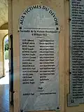 Plaque commémorative aux victimes de l'incendie de la caserne Roumiguier à Béziers.