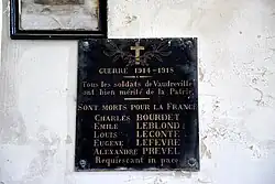 La plaque commémorative 1914-1918.