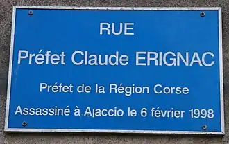 Plaque de rue Préfet-Claude-Érignac