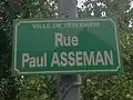 Plaque rue Paul Asseman à Téteghem.