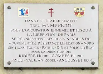 L'hôtel de Villette, lieu de rencontre de résistants du mouvement Libération-Nord (Henri Ribière, Pierre Combes, Roger Priou-Valjean et Jean Angousset).