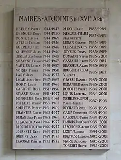 Liste des maires adjoints du 16e&nbsp;arrondissement.